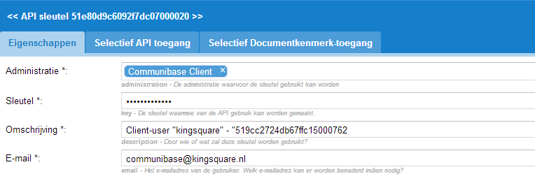 Screenshot API key form
