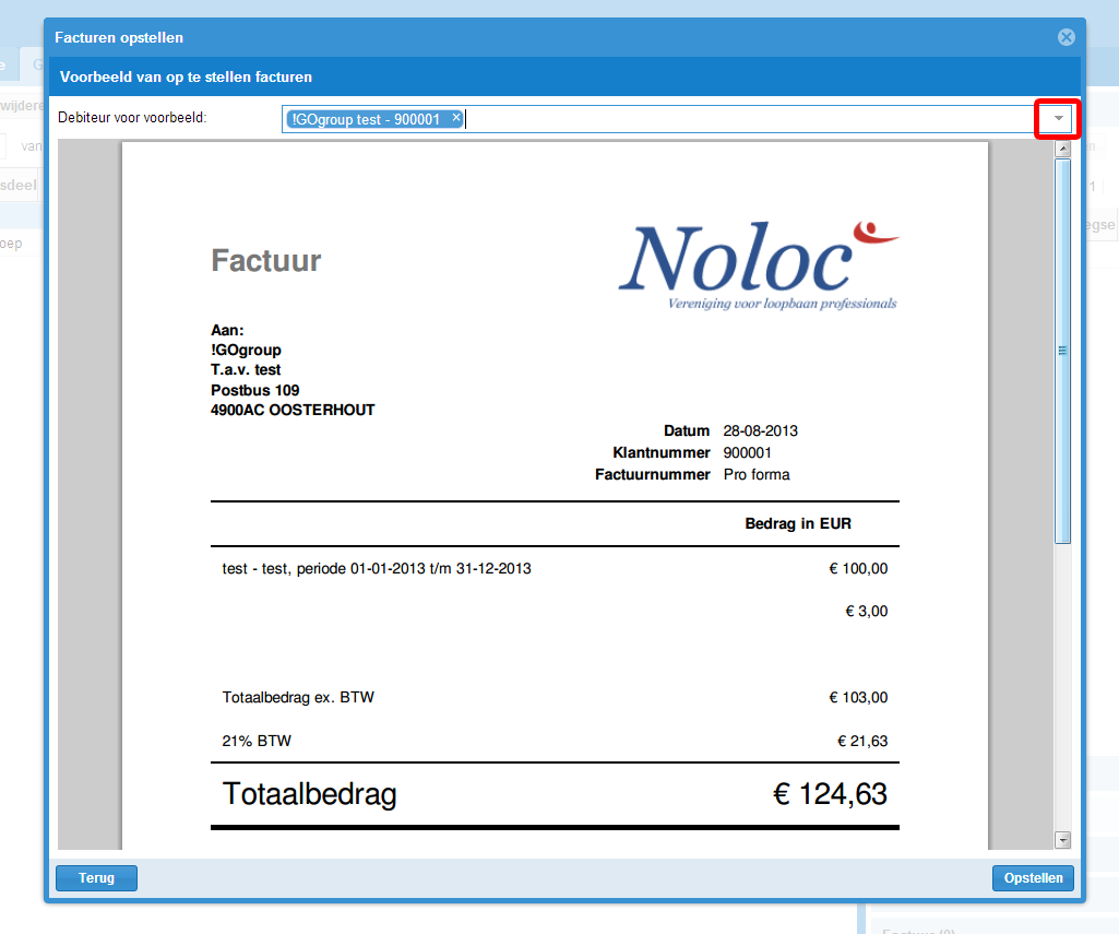 Screenshot Example Invoice
